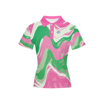 Pink and Green Swish Slim Fit Golf Polo - Heavyweight