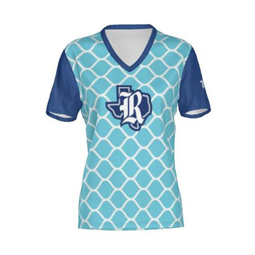 Rice University Owls Blue Net SS V-Neck Tee