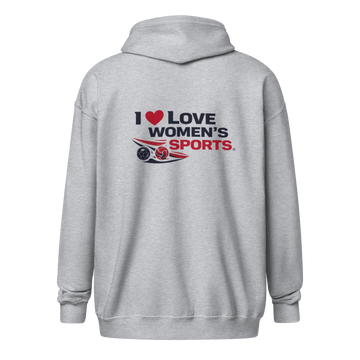I Love Women's Sports Grey Zip-up Hoodie