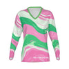 Pink and Green Swirl Long Sleeve Graphic Tee