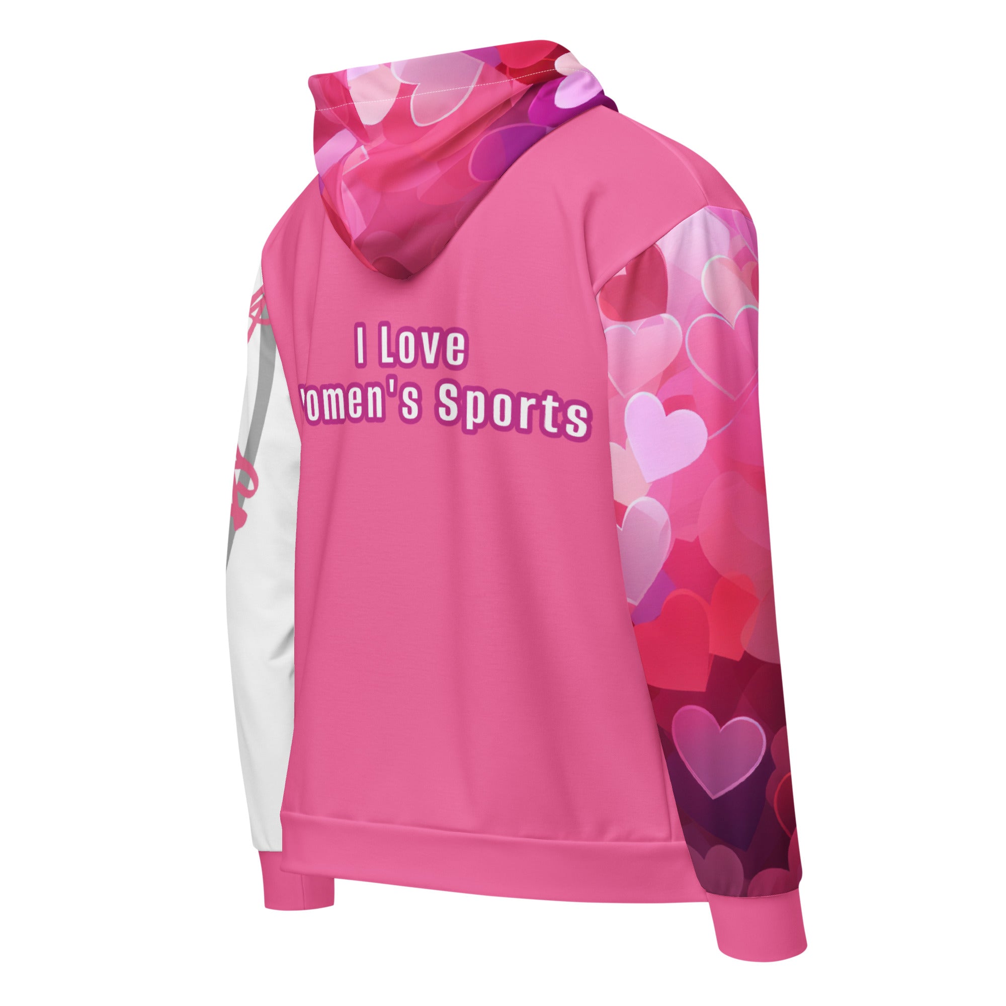 "I Love Women's Sports" Multi Pink Zip Hoodie