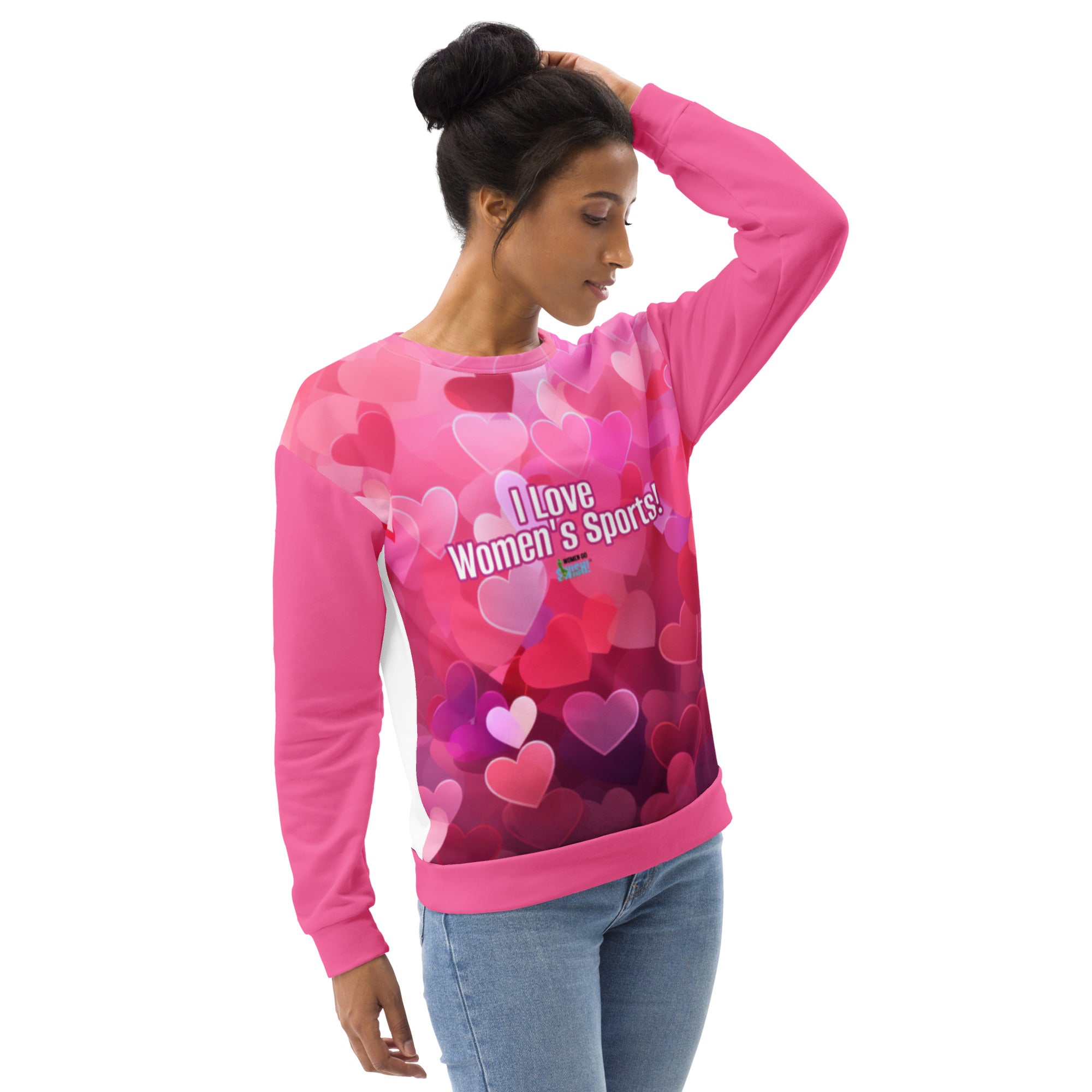 "I Love Women's Sports" Multi Pink Long Sleeve Sweatshirt
