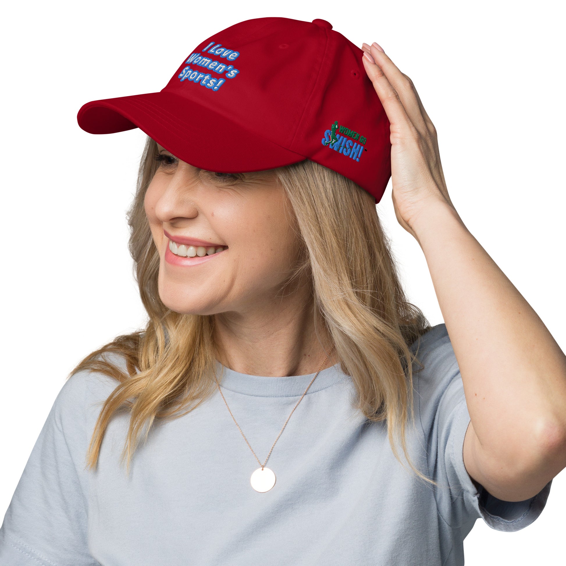I Love Women's Sports Baseball Cap Some call it a Baseball Cap, we call it a Crown! The embroidered I Love Women's Sports Baseball Cap comes in various colors to match your style and sits on your head just like a crown, thanks to the adjustable strap. Tip
