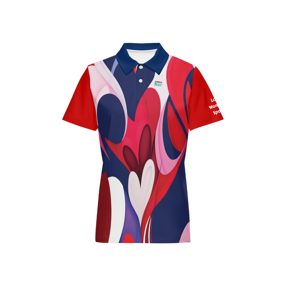 Love Women's Sports Red, White, and Blue Classic Fit Golf Polo