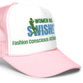 Women Go Swish Embroidered Trucker Hat Add a touch of fashion to your look with this stylish Women Go Swish embroidered foam trucker hat! Made with high-quality polyester and foam, it has a premium appearance and sensation. With an adjustable snap and mes