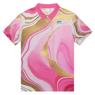 Pink and Gold Golf Polo